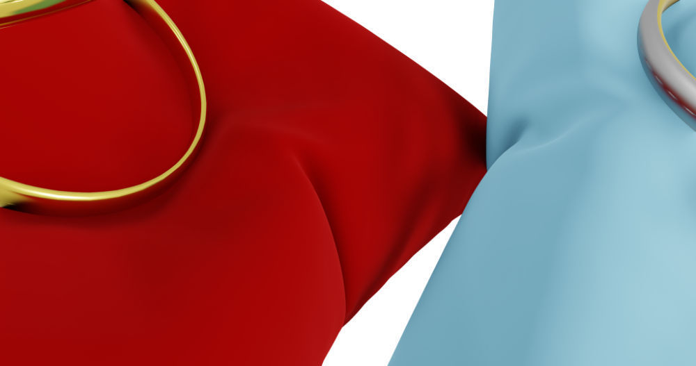 3D Ring Jewelry and Pillow low and high poly Set 3D model_28