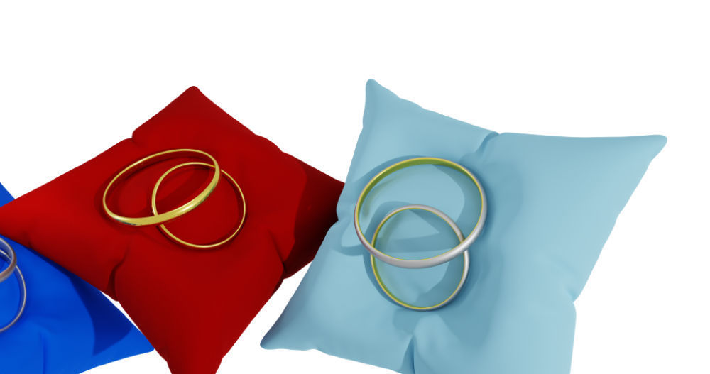 3D Ring Jewelry and Pillow low and high poly Set 3D model_18