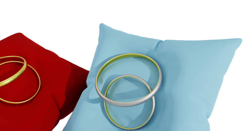 3D Ring Jewelry and Pillow low and high poly Set 3D model_17