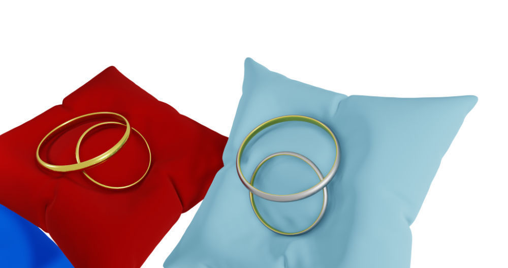 3D Ring Jewelry and Pillow low and high poly Set 3D model_34