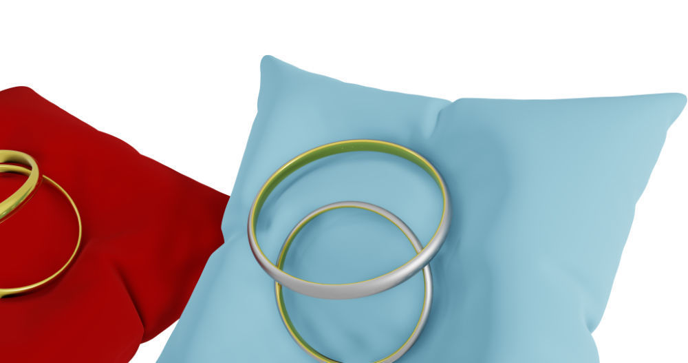 3D Ring Jewelry and Pillow low and high poly Set 3D model_32
