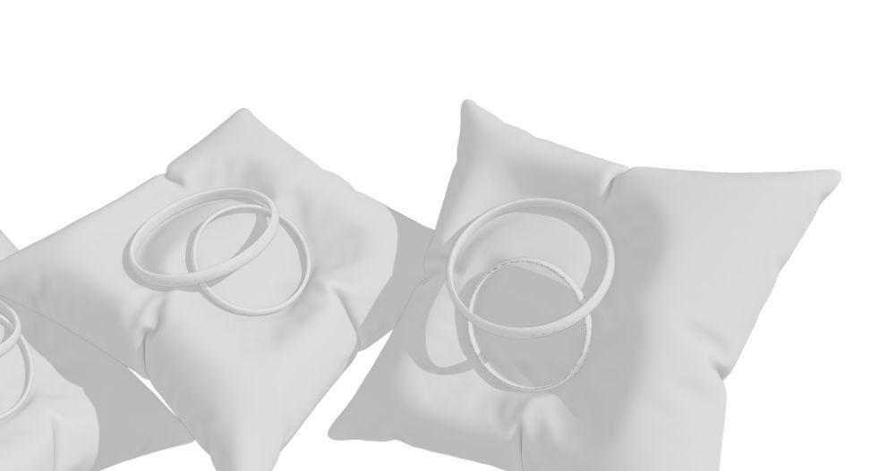 3D Ring Jewelry and Pillow low and high poly Set 3D model_61