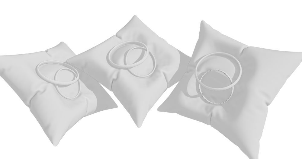 3D Ring Jewelry and Pillow low and high poly Set 3D model_48