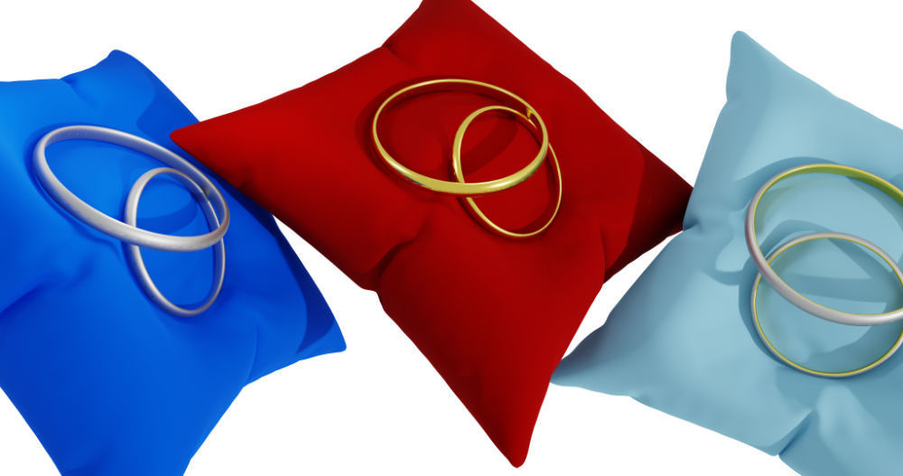 3D Ring Jewelry and Pillow low and high poly Set 3D model_3