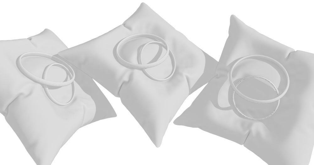 3D Ring Jewelry and Pillow low and high poly Set 3D model_49