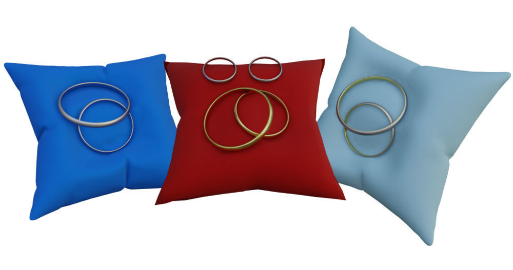 3D Ring Jewelry and Pillow low and high poly Set 3D model_70
