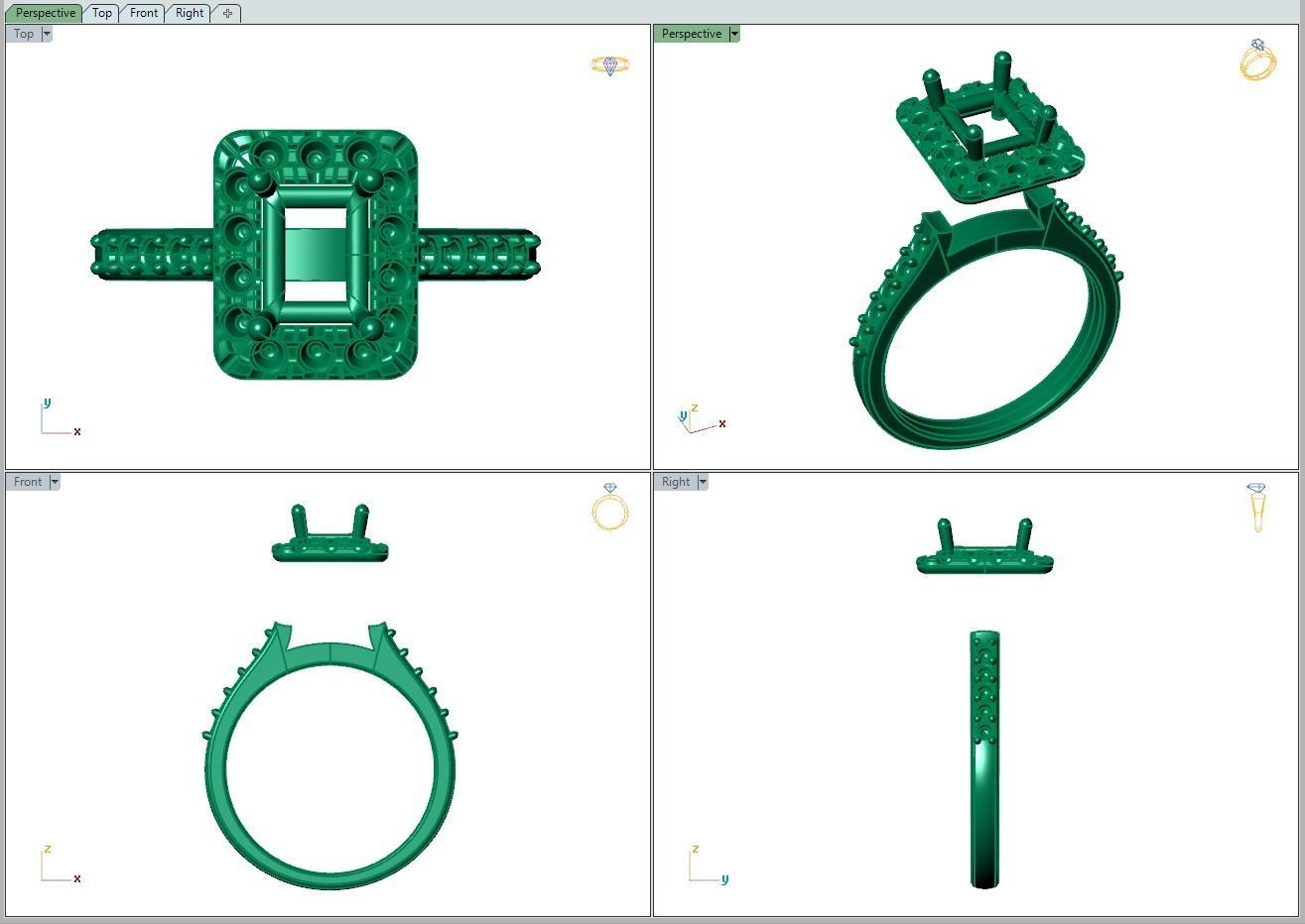 Ring469 princess cut diamond halo engagement ring gold 3D print model_8
