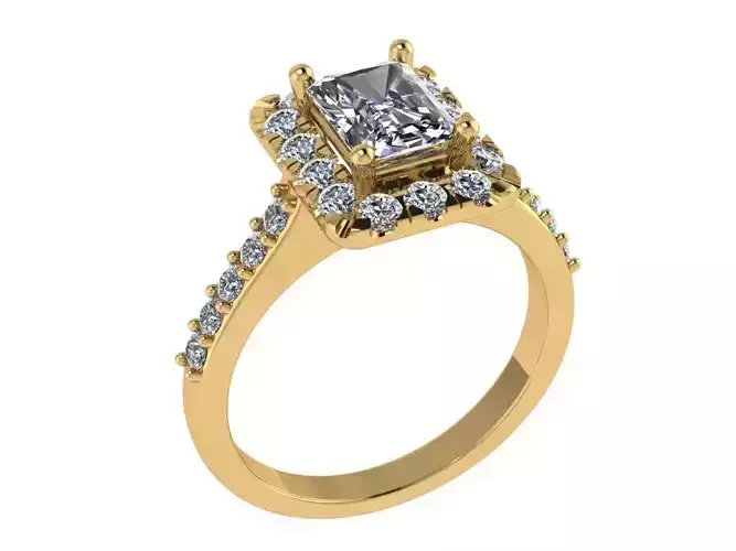 Ring469 princess cut diamond halo engagement ring gold