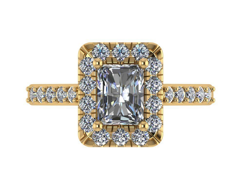 Ring469 princess cut diamond halo engagement ring gold 3D print model_1
