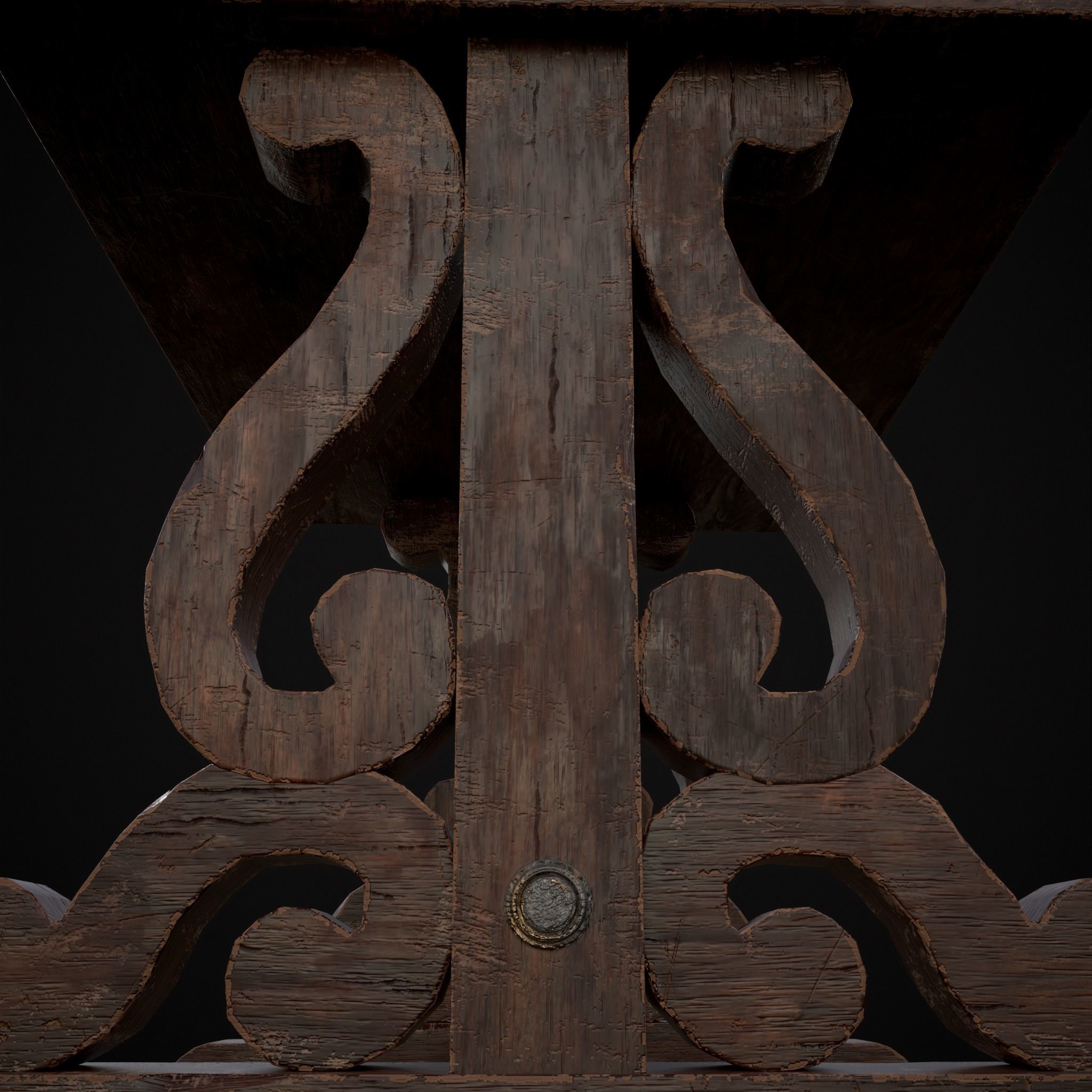 Mahogany Medieval Antique End Table Low-poly 3D model_19