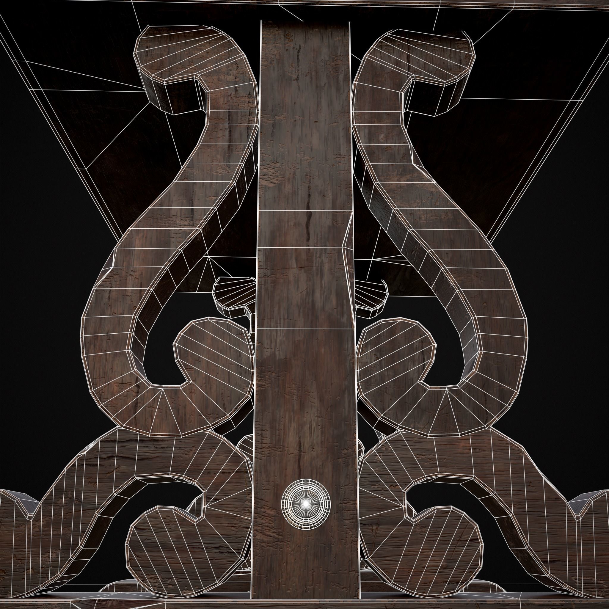 Mahogany Medieval Antique End Table Low-poly 3D model_20