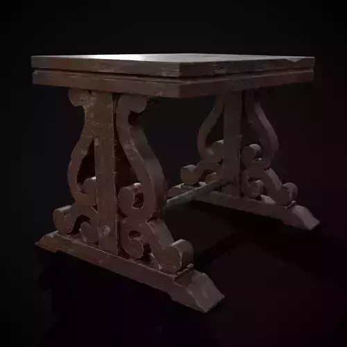 Mahogany Medieval Antique End Table Low-poly 3D model