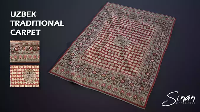 Uzbek Traditional Rug Low-poly 3D model