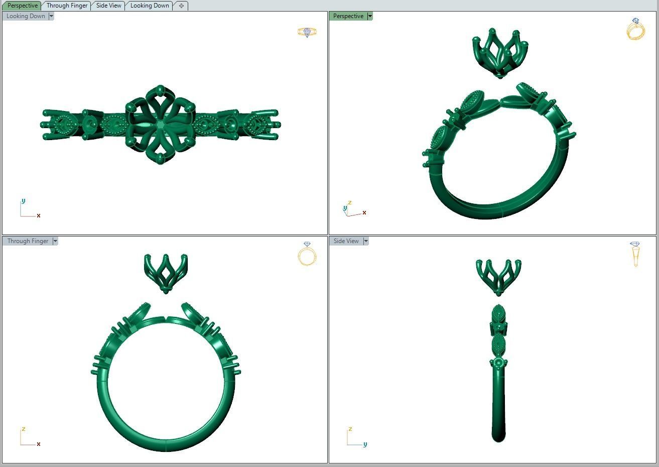 Ring472 gold engagement ring with diamonds 3D print model_8