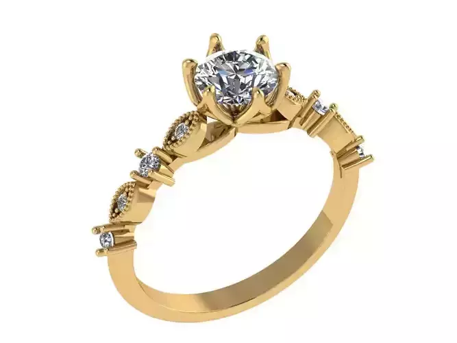 Ring472 gold engagement ring with diamonds