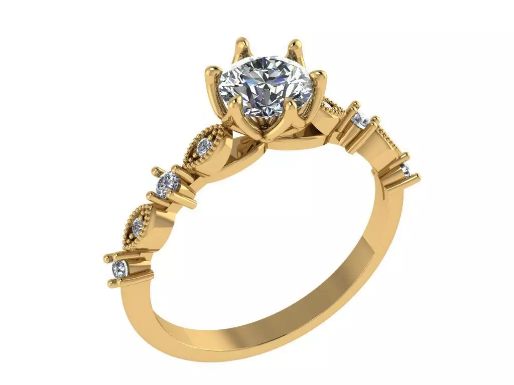 Ring472 gold engagement ring with diamonds 3D print model_0