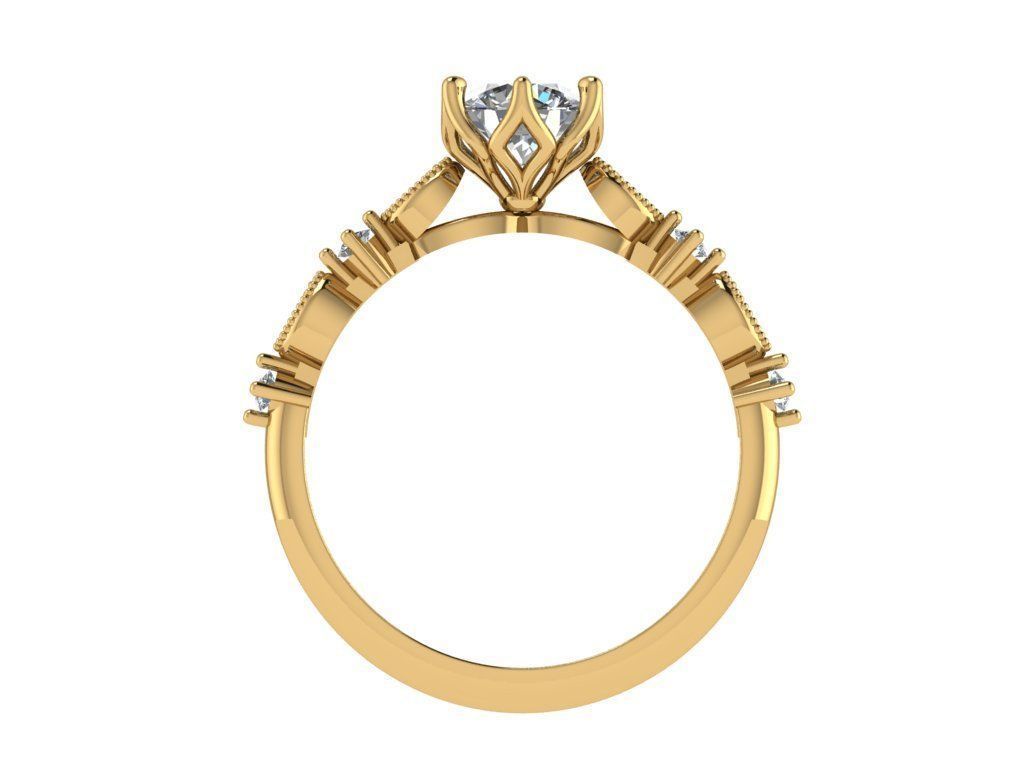 Ring472 gold engagement ring with diamonds 3D print model_2