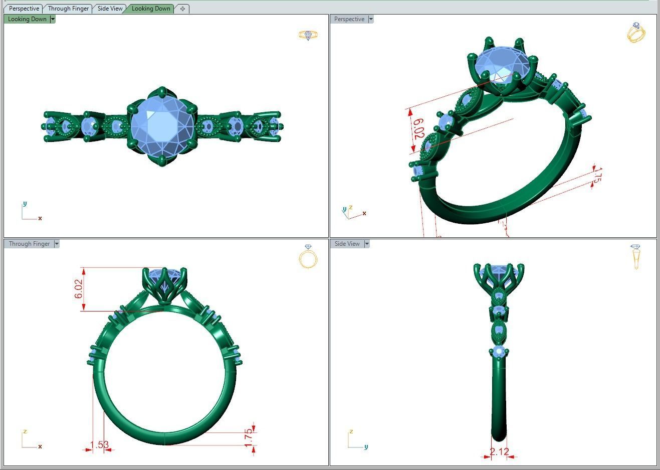 Ring472 gold engagement ring with diamonds 3D print model_5