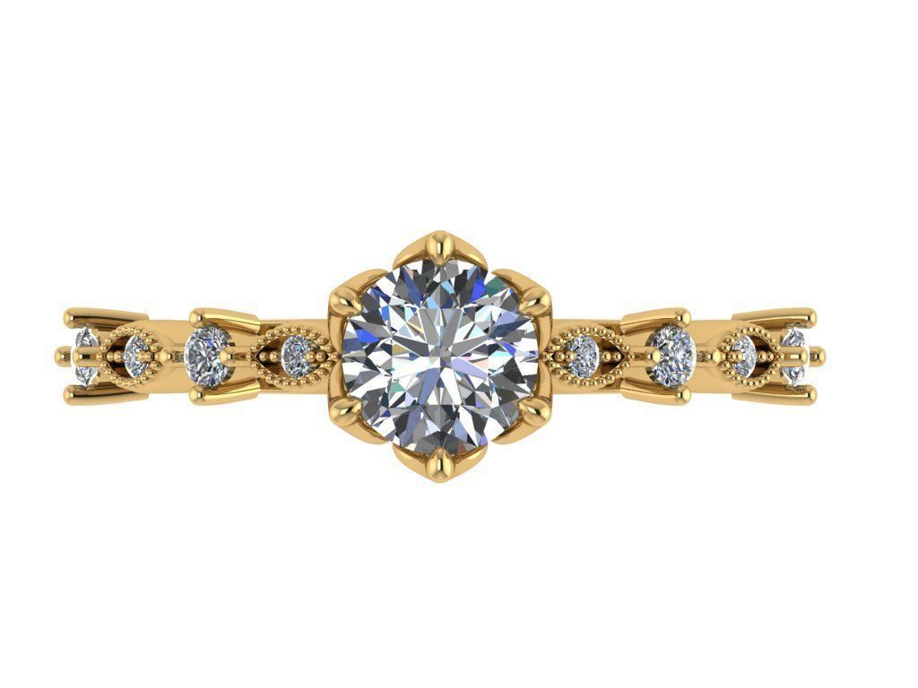 Ring472 gold engagement ring with diamonds 3D print model_1