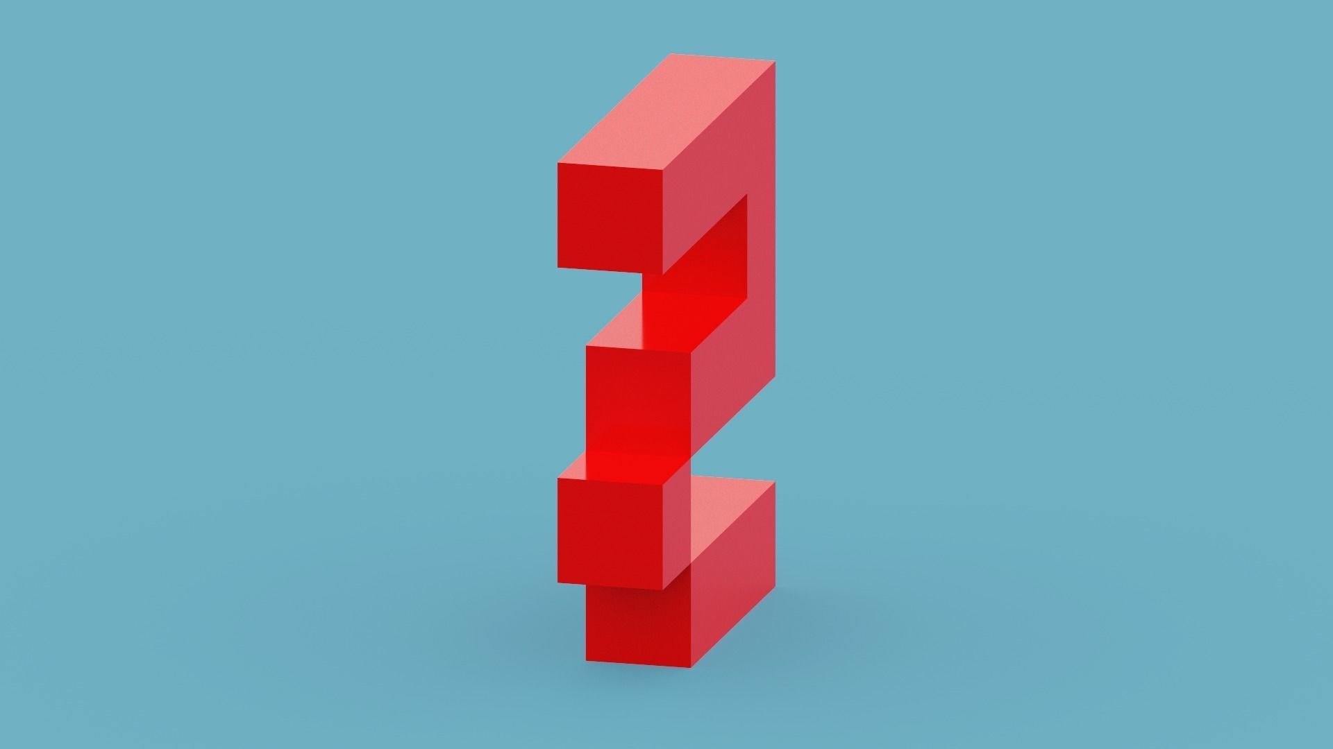 Voxel Number 5 Low-poly 3D model_3