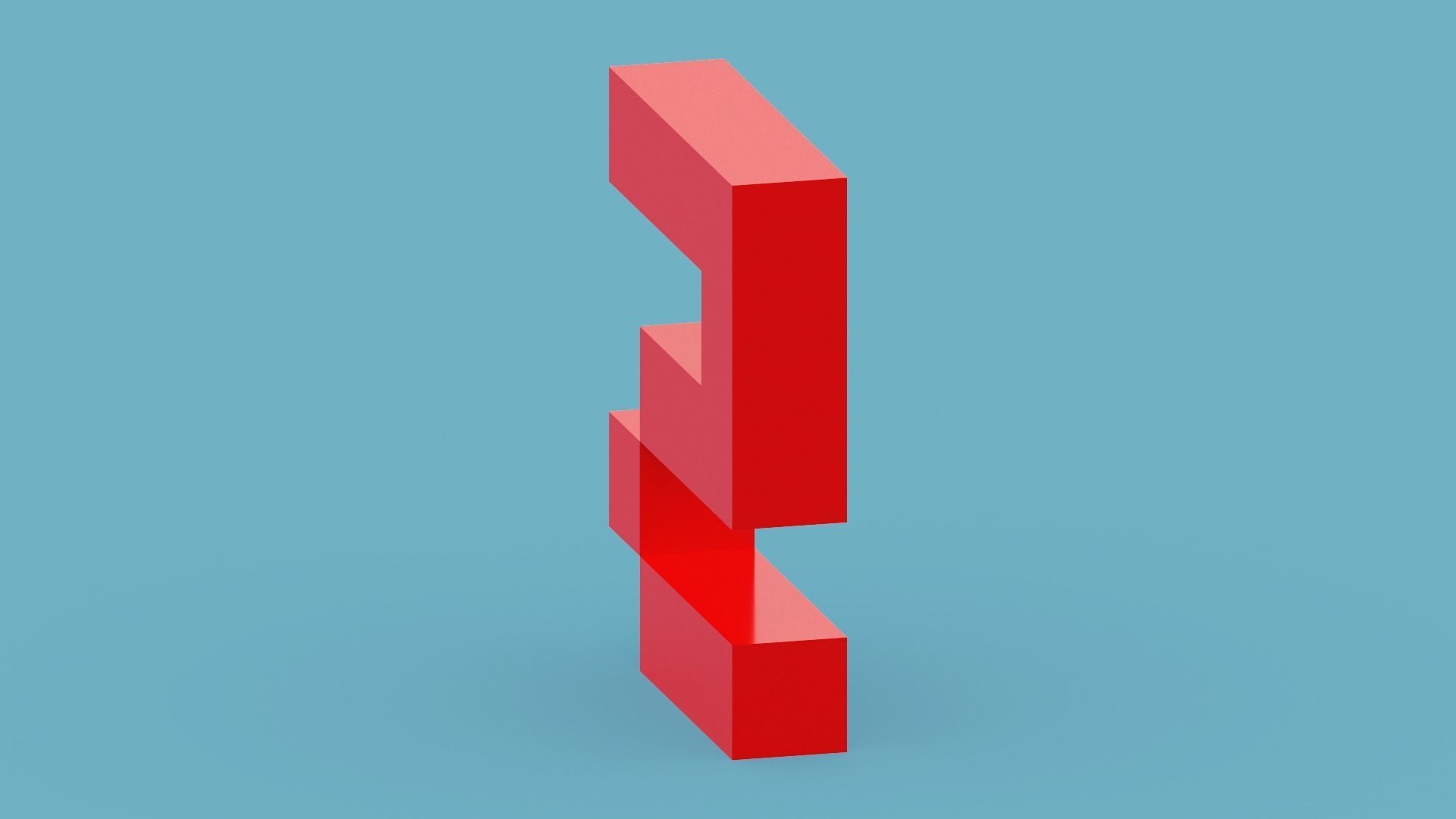 Voxel Number 5 Low-poly 3D model_8