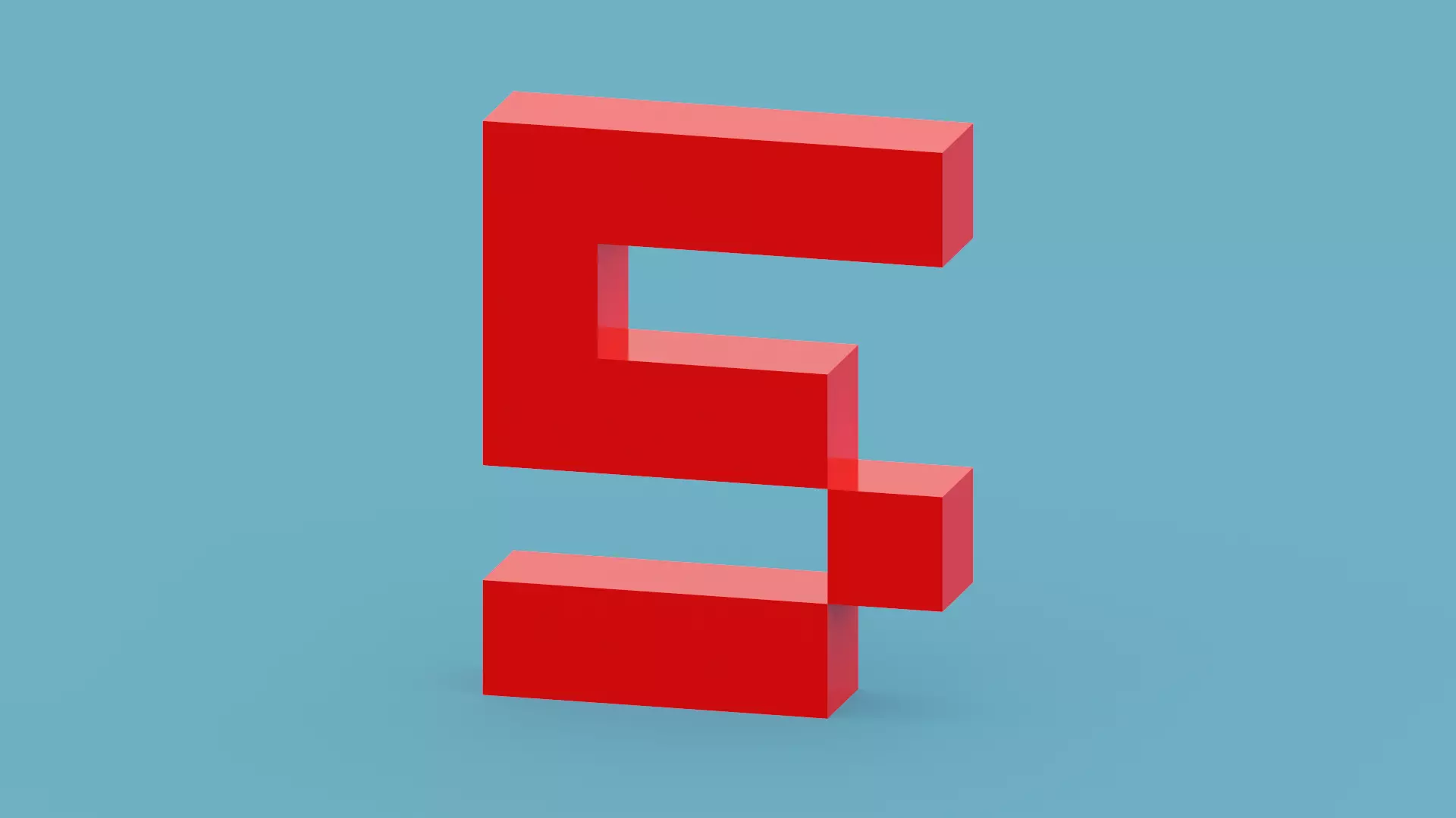 Voxel Number 5 Low-poly 3D model_0