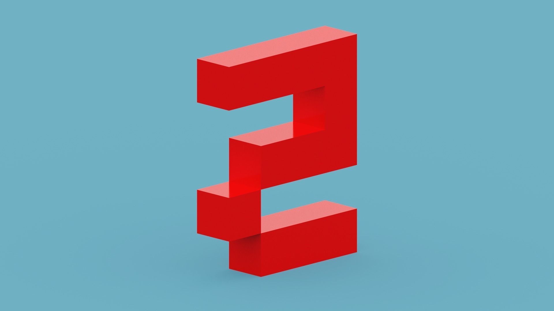 Voxel Number 5 Low-poly 3D model_4