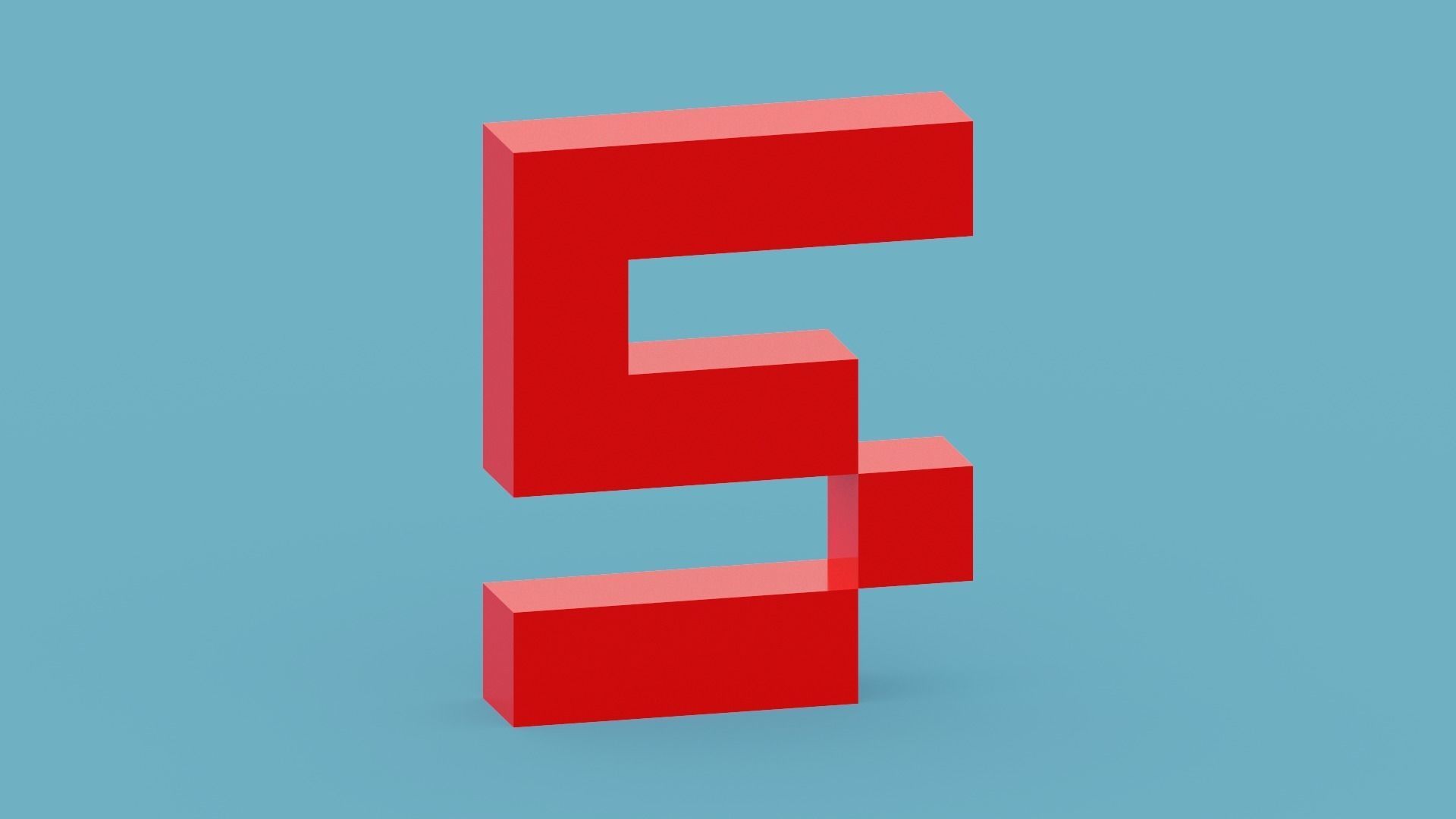 Voxel Number 5 Low-poly 3D model_11