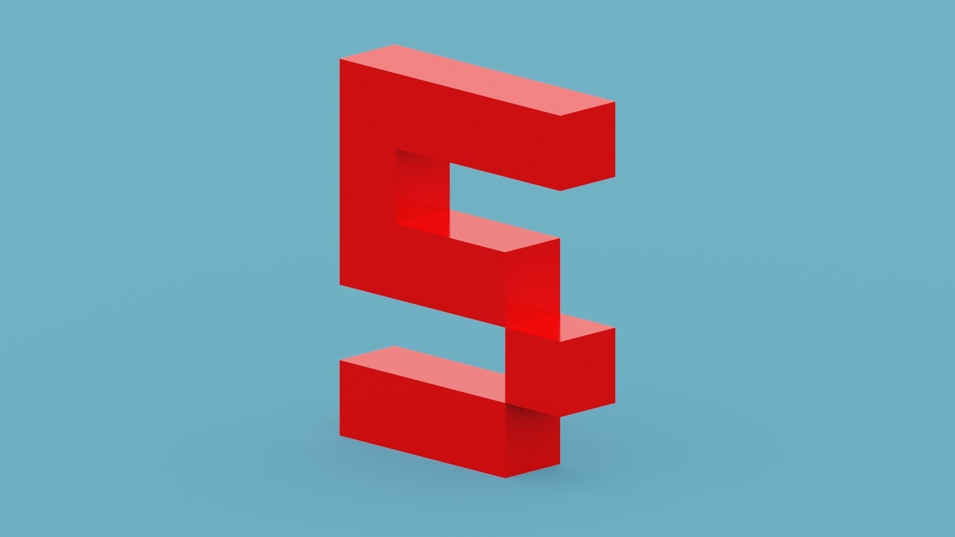 Voxel Number 5 Low-poly 3D model_1