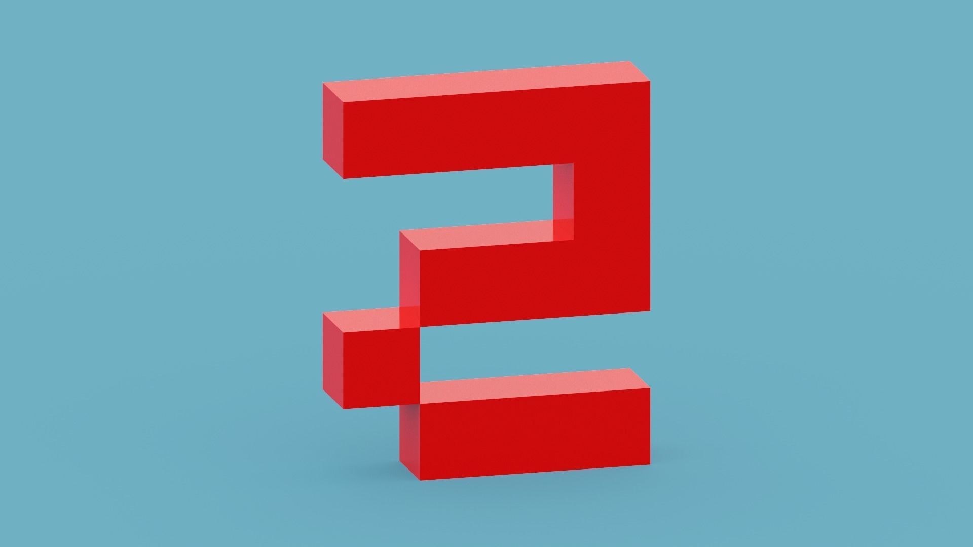 Voxel Number 5 Low-poly 3D model_5