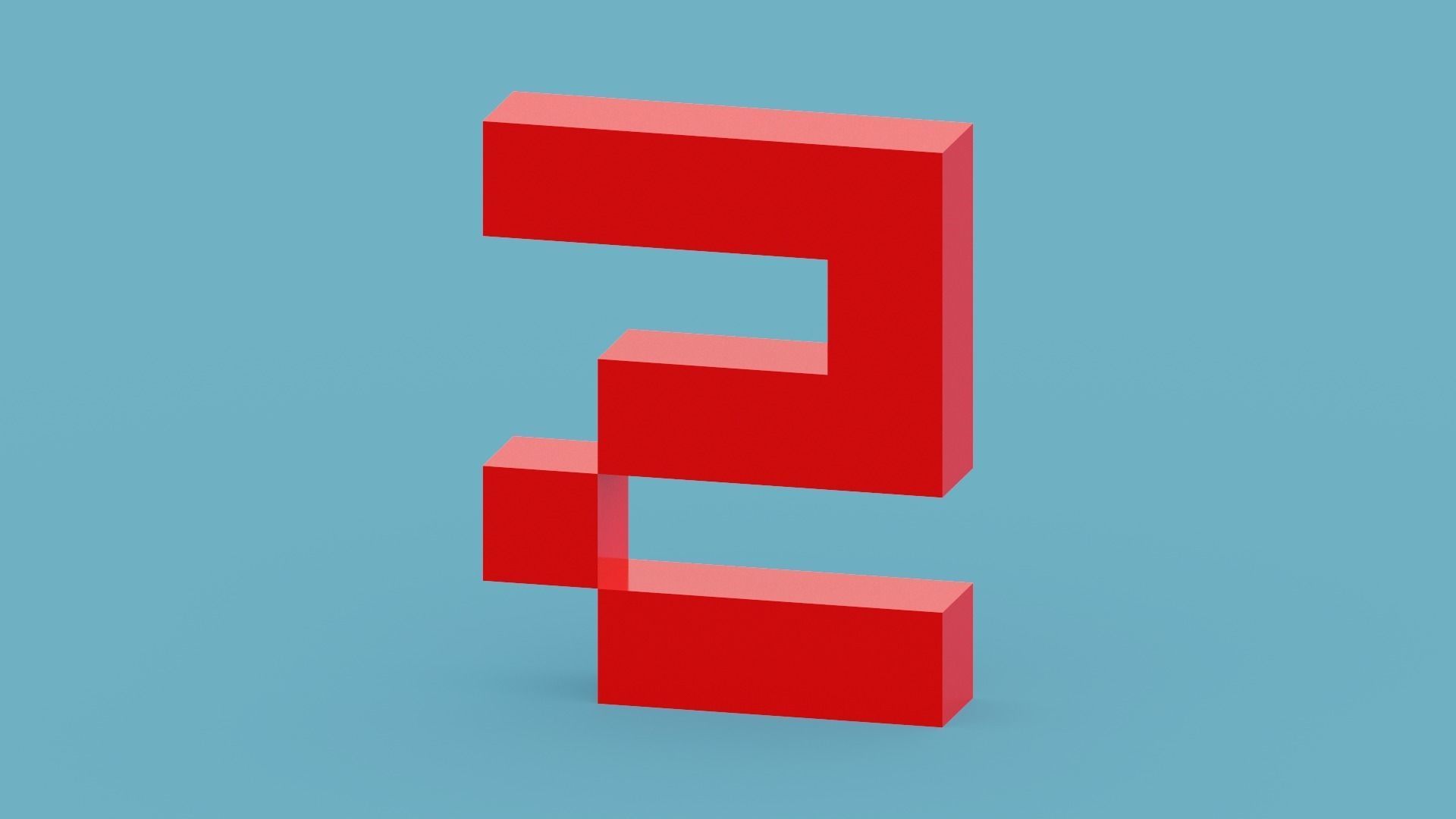 Voxel Number 5 Low-poly 3D model_6