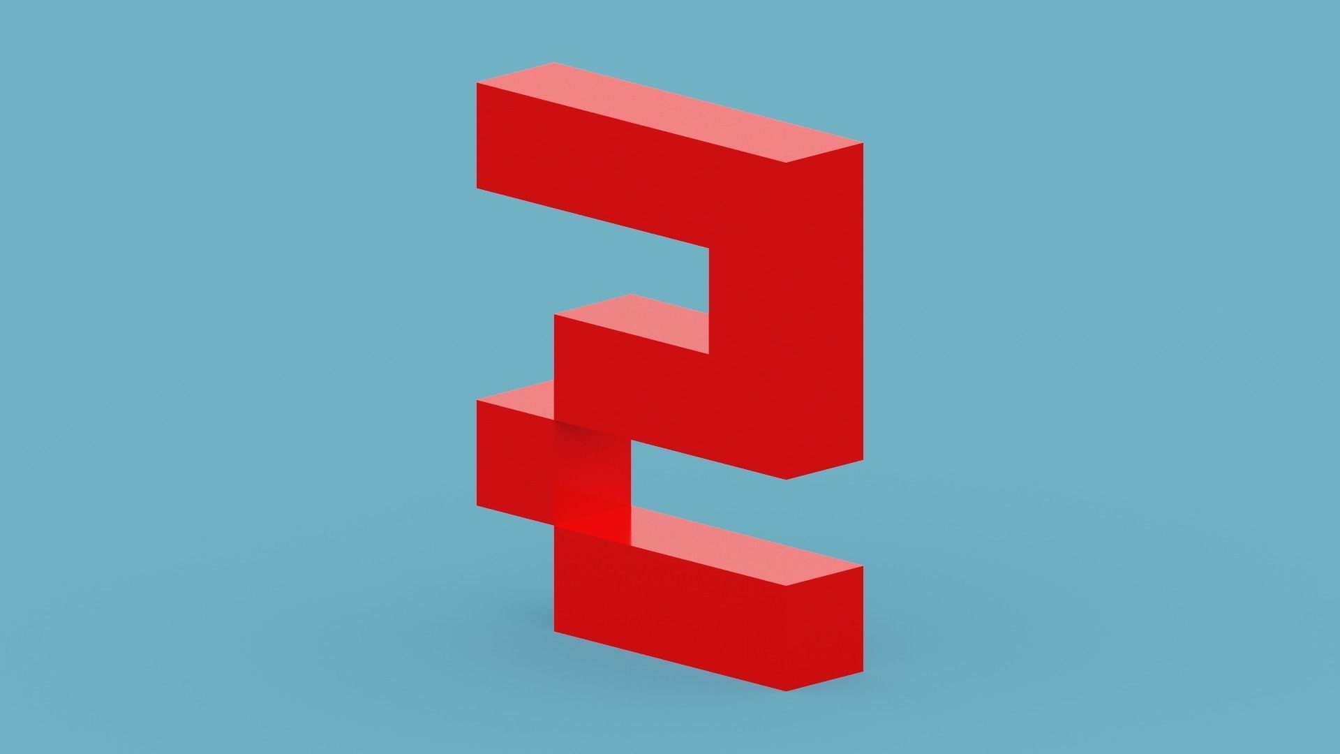 Voxel Number 5 Low-poly 3D model_7