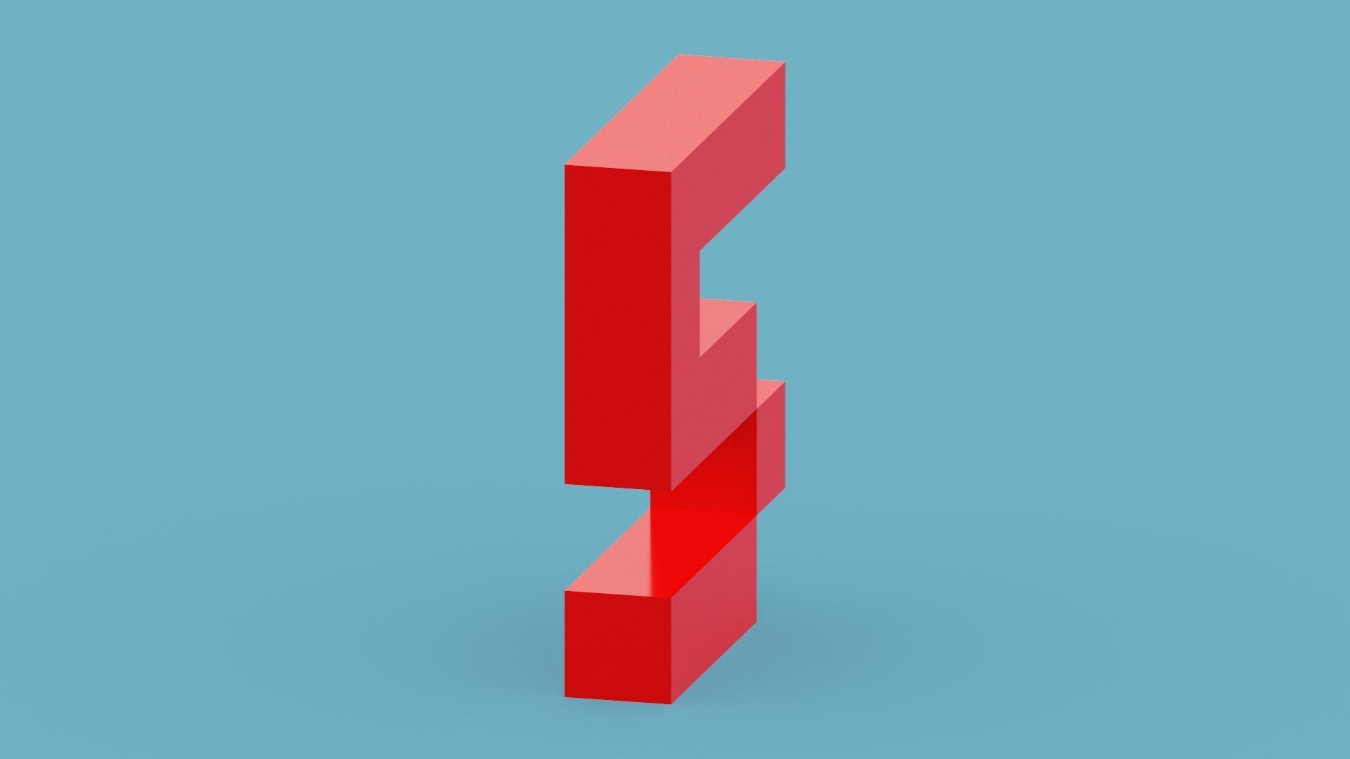 Voxel Number 5 Low-poly 3D model_9