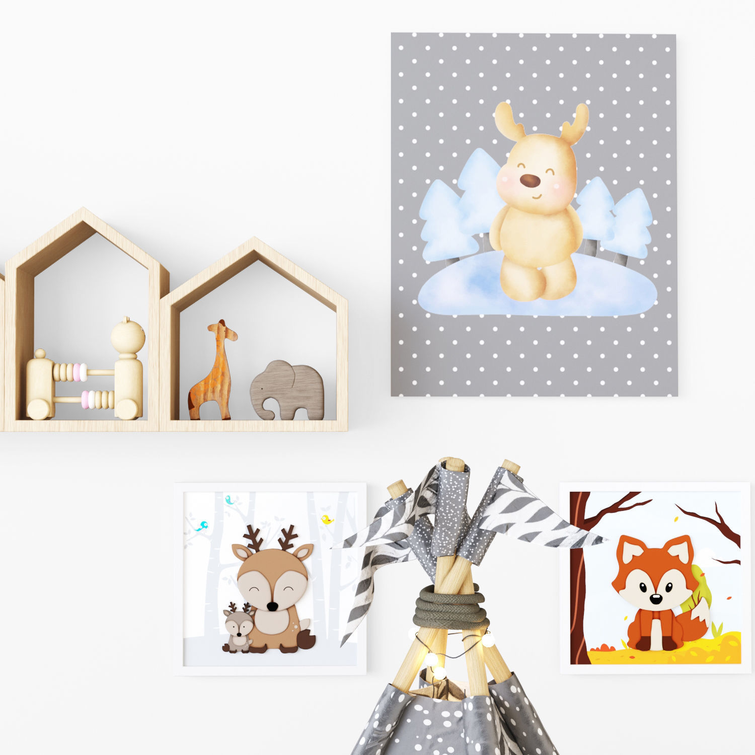 Toys and fureniture set with tent 3D model_3