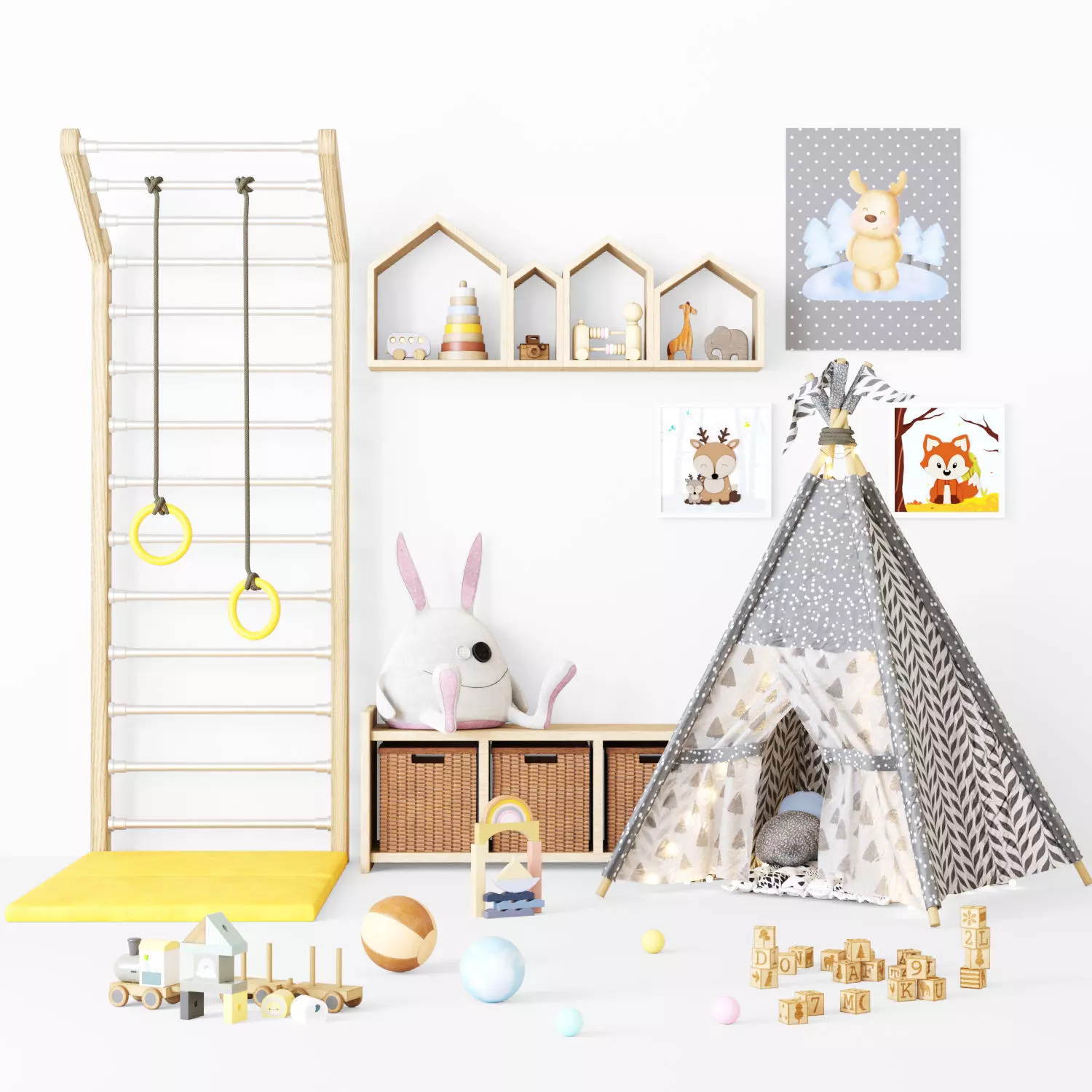 Toys and fureniture set with tent 3D model_0
