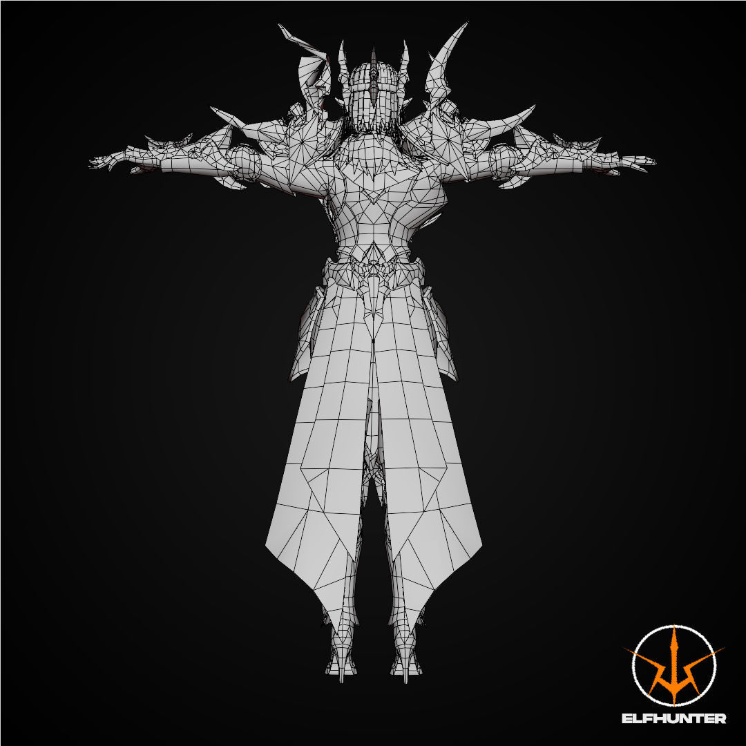 EXCLUSIVE ELF HUNTER EDITION RIGGED CHARACTER ELF QUEEN DOMINANT Low-poly 3D model_12