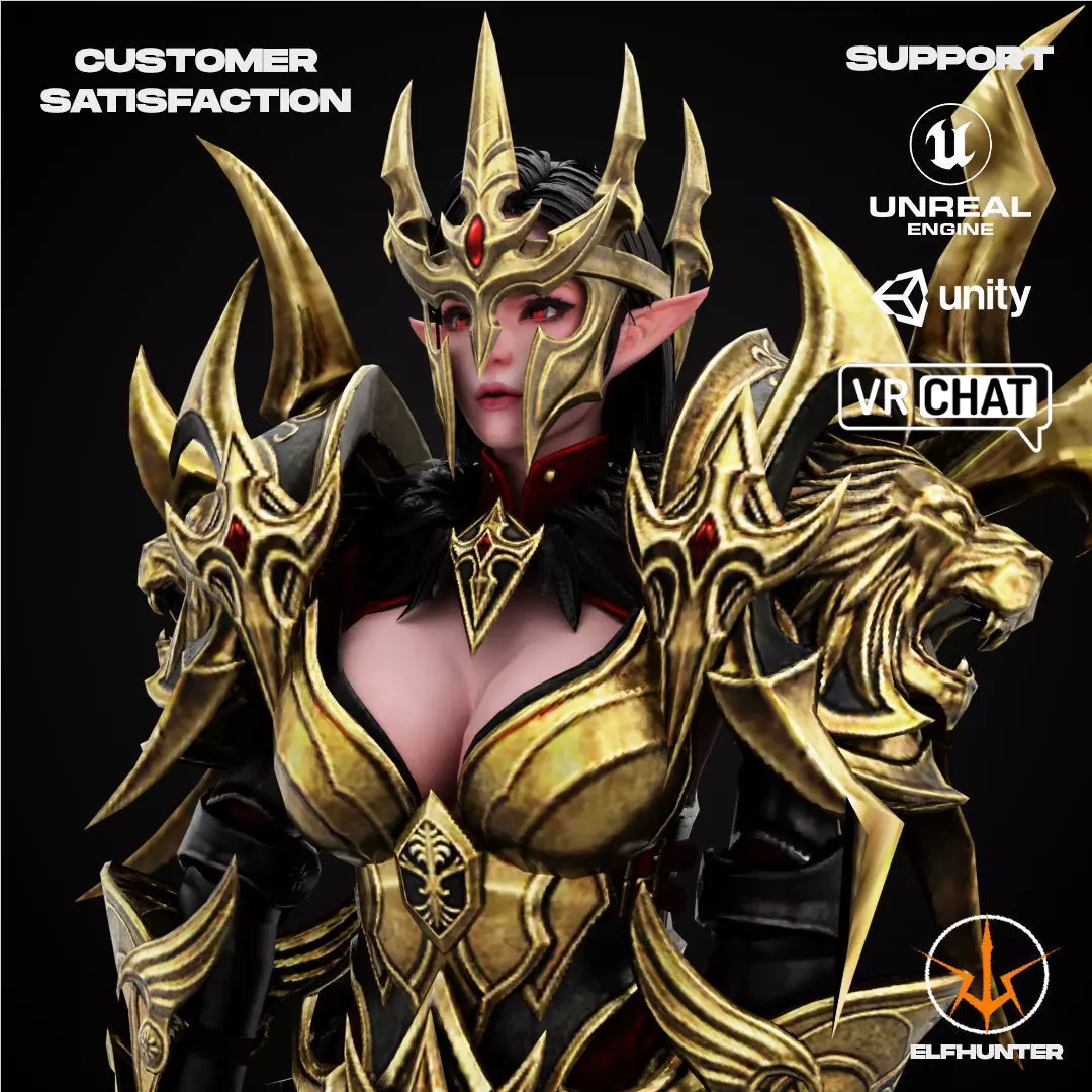 EXCLUSIVE ELF HUNTER EDITION RIGGED CHARACTER ELF QUEEN DOMINANT Low-poly 3D model_0