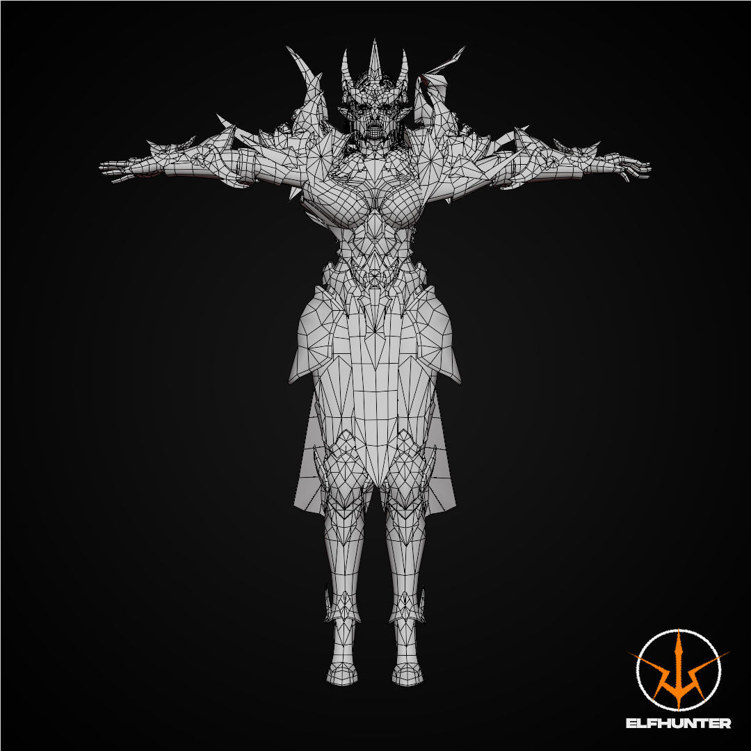 EXCLUSIVE ELF HUNTER EDITION RIGGED CHARACTER ELF QUEEN DOMINANT Low-poly 3D model_10