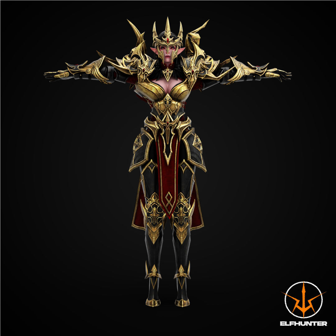 EXCLUSIVE ELF HUNTER EDITION RIGGED CHARACTER ELF QUEEN DOMINANT Low-poly 3D model_2