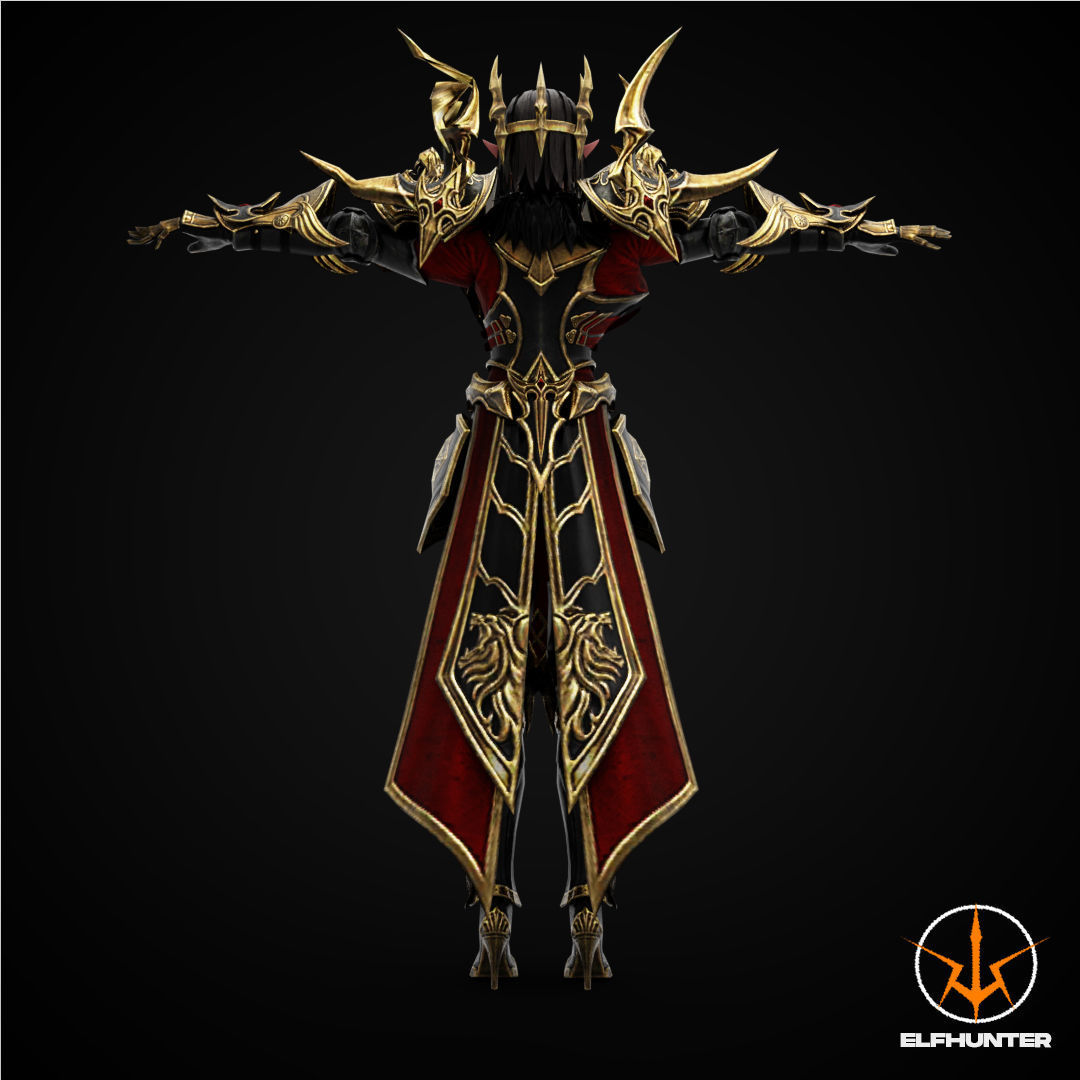 EXCLUSIVE ELF HUNTER EDITION RIGGED CHARACTER ELF QUEEN DOMINANT Low-poly 3D model_4