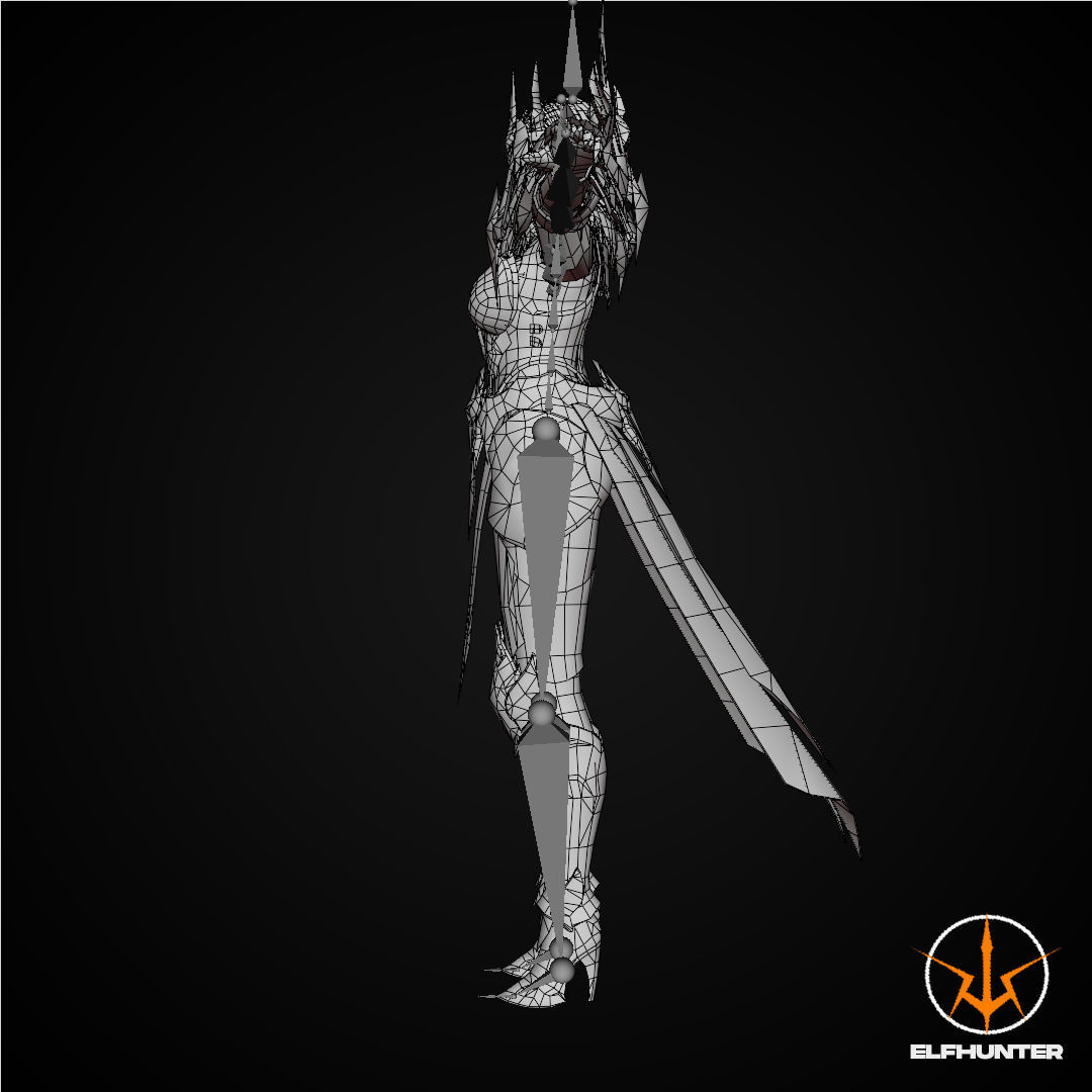 EXCLUSIVE ELF HUNTER EDITION RIGGED CHARACTER ELF QUEEN DOMINANT Low-poly 3D model_17