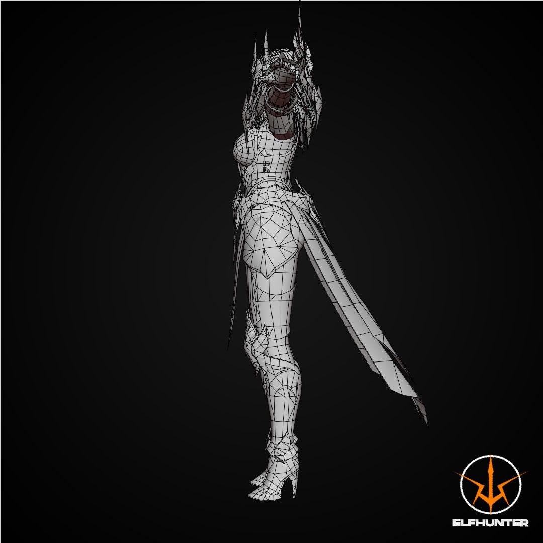 EXCLUSIVE ELF HUNTER EDITION RIGGED CHARACTER ELF QUEEN DOMINANT Low-poly 3D model_13