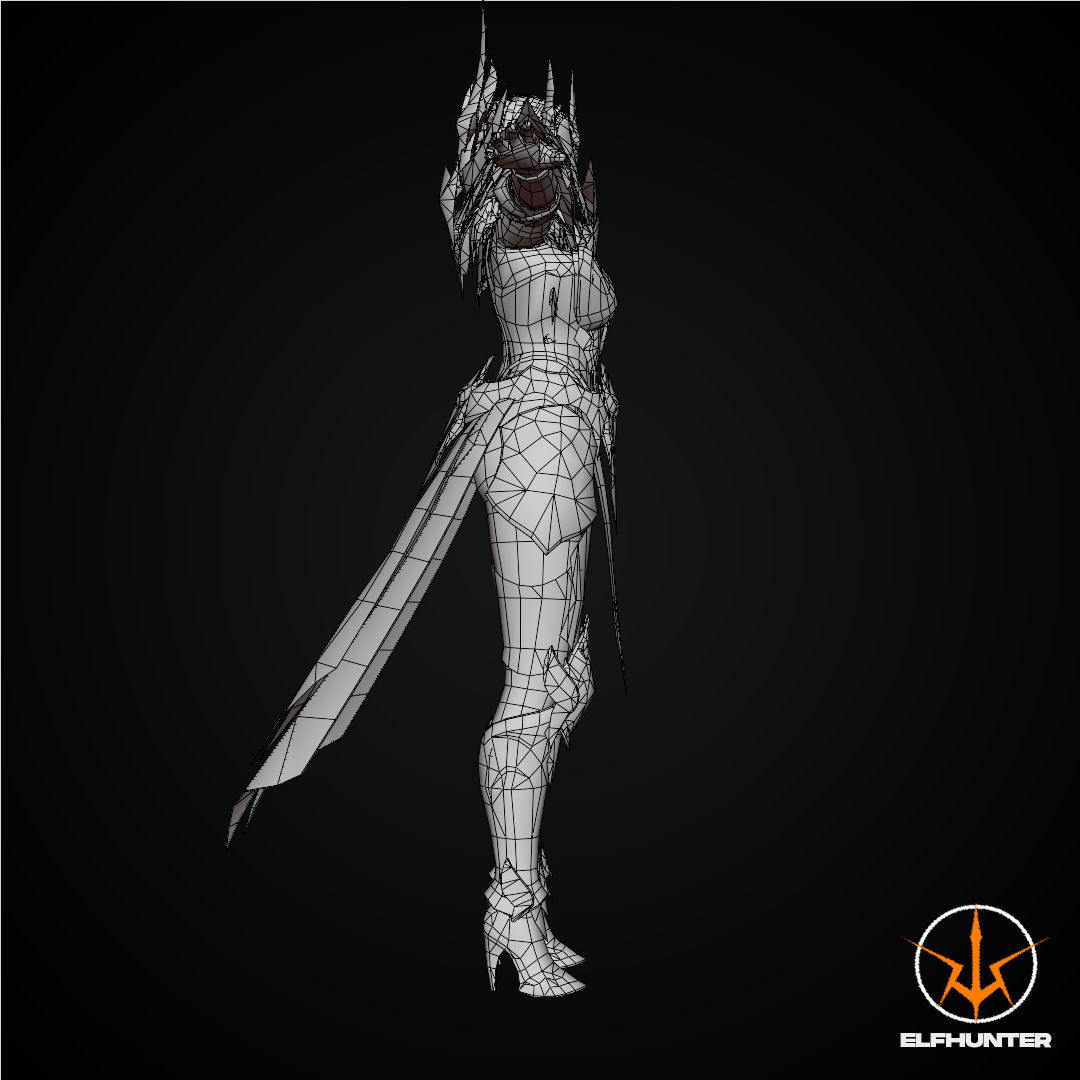 EXCLUSIVE ELF HUNTER EDITION RIGGED CHARACTER ELF QUEEN DOMINANT Low-poly 3D model_11