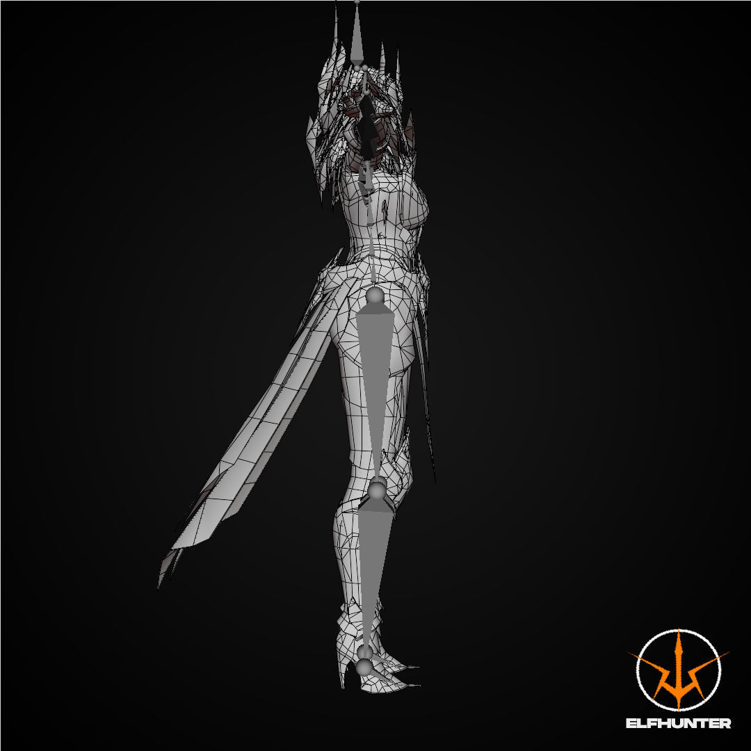 EXCLUSIVE ELF HUNTER EDITION RIGGED CHARACTER ELF QUEEN DOMINANT Low-poly 3D model_15