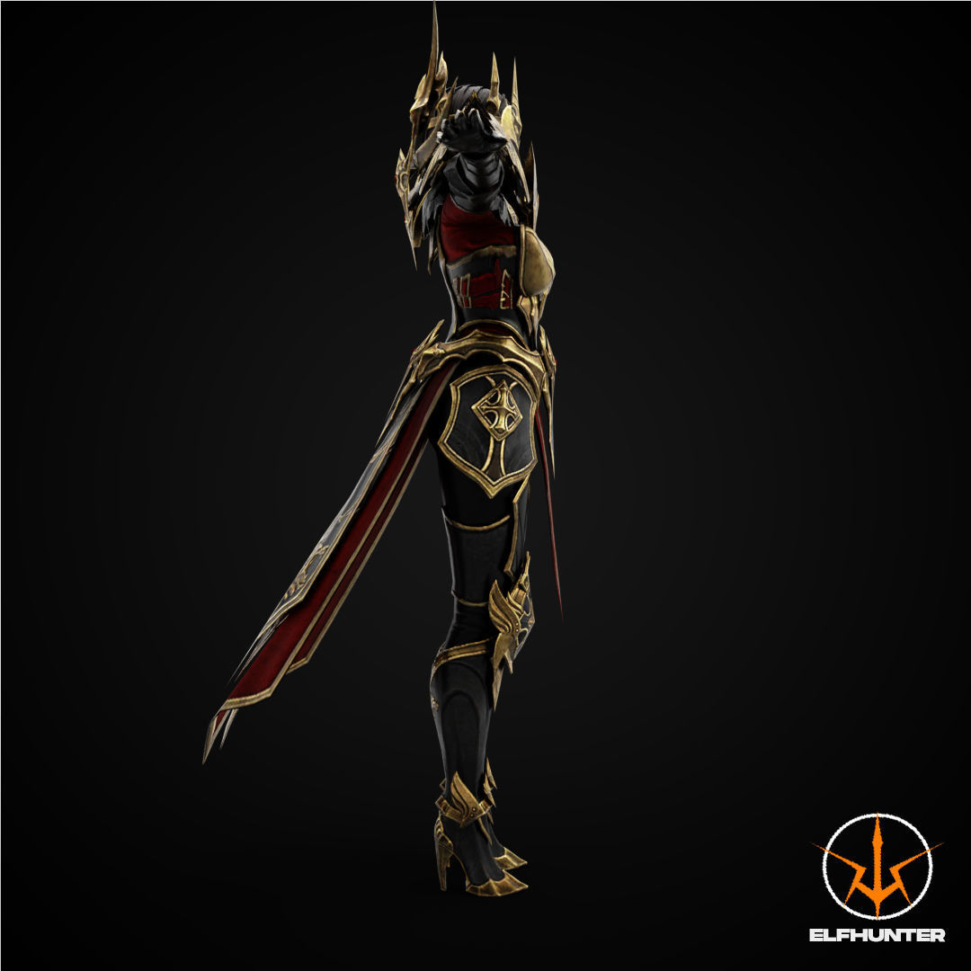 EXCLUSIVE ELF HUNTER EDITION RIGGED CHARACTER ELF QUEEN DOMINANT Low-poly 3D model_3