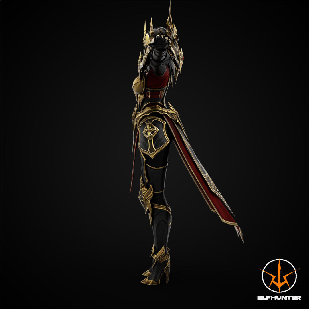 EXCLUSIVE ELF HUNTER EDITION RIGGED CHARACTER ELF QUEEN DOMINANT Low-poly 3D model_5