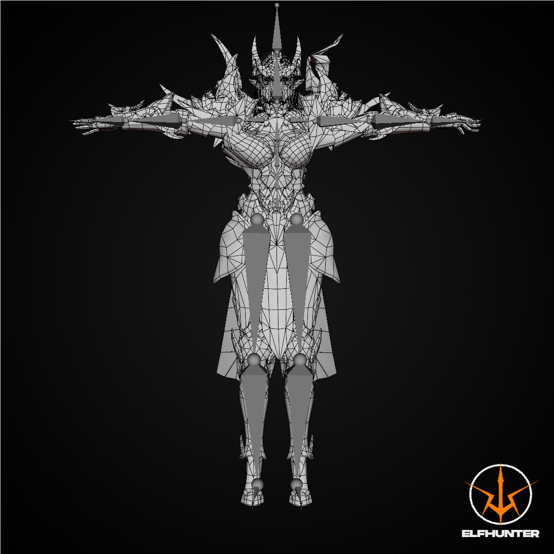 EXCLUSIVE ELF HUNTER EDITION RIGGED CHARACTER ELF QUEEN DOMINANT Low-poly 3D model_14
