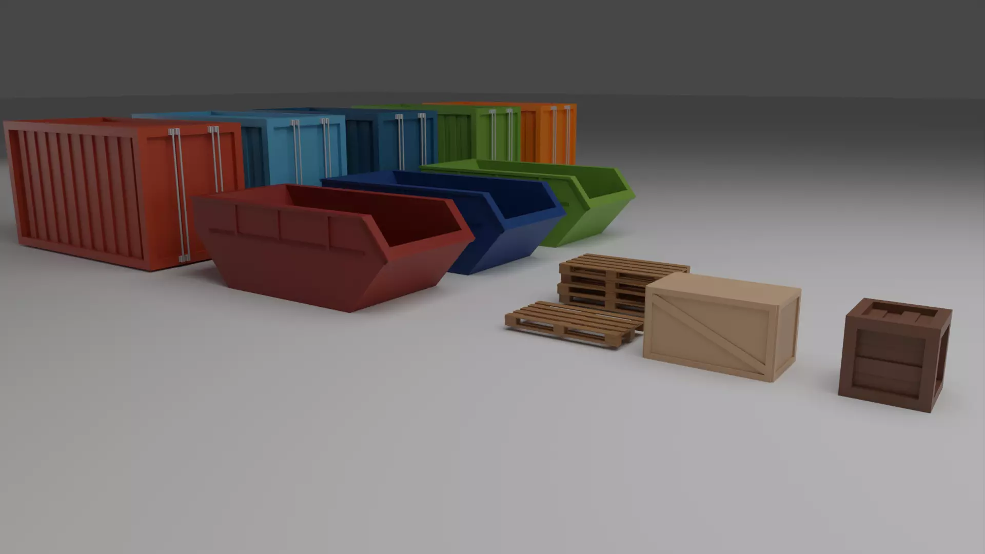 Lowpoly Palett Containers and Crates Free low-poly 3D model