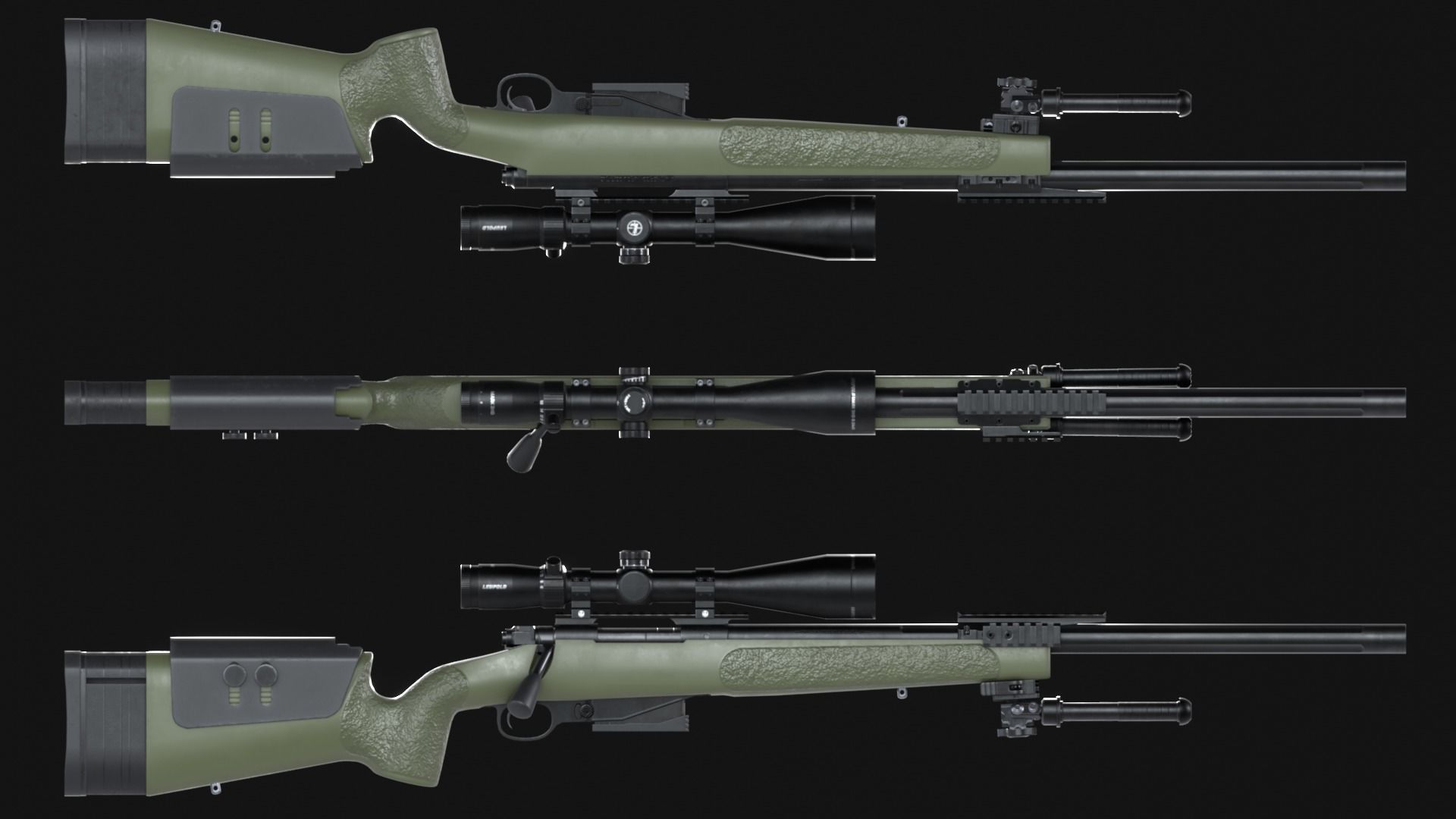 FN SPR A3G Sniper Rifle - Game Asset Low-poly 3D model_3