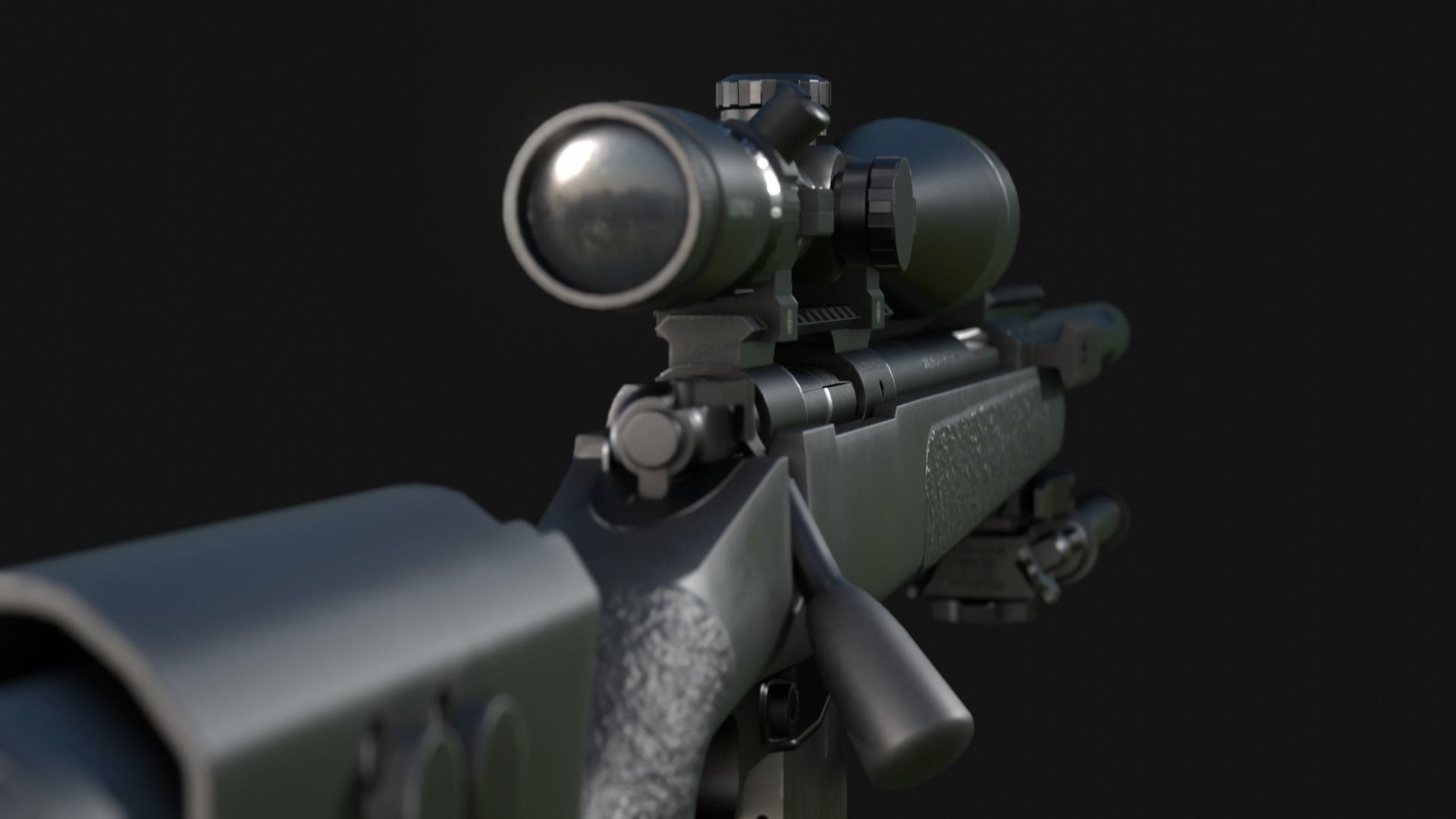 FN SPR A3G Sniper Rifle - Game Asset Low-poly 3D model_7